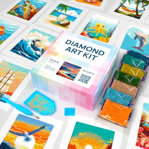 LuwoArte Kits de arte de diamantes grandes para adultos, kit de pintura de diamantes brillantes, arte de gemas de pintura para adultos, brisa marina