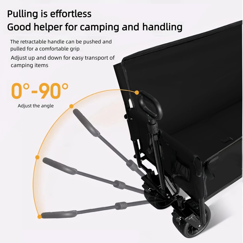 Chariot Pliable Multifonction 200kg, Plage/Camping/Courses, Roues 360° | 200kg/445LBS, chariot pliable tout-terrain, rangement compact, idéal plage/camping/courses, cadre renforcé
