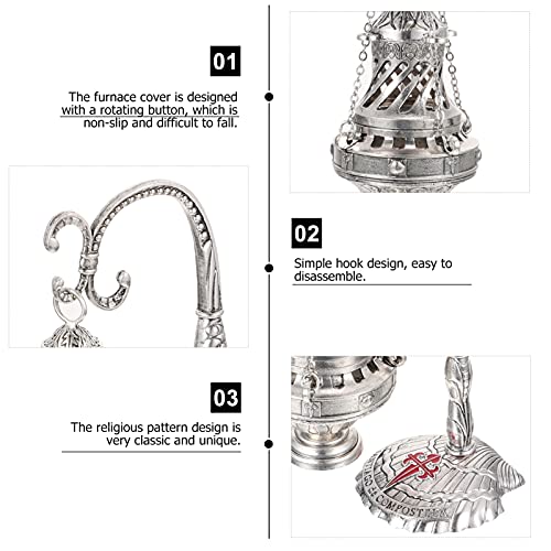 ABOOFAN Prata Queimador de Incenso Queimador de Incenso Incensário Turíbulo Da Igreja Da Igreja Cris