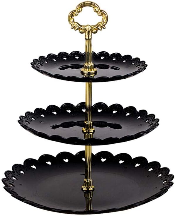 Soporte de Plastico para Tartas con 3 Niveles,Soporte Tarta 3 Pisos,Soporte Pastele,Soporte Cupcakes,Frutero Tres Pisos Plastico,Soporte para Postres,Torre de Postres,para Boda, Cumpleaños,Fiesta