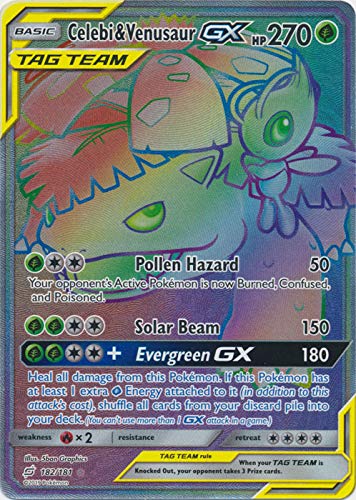 Amazon.com: Celebi & Venusaur GX - 182/181 - Secret Rare - Team Up
