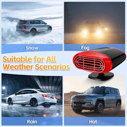 12V Autoheizung, 2-in-1 Heizung/Kühlung Autoheizung mit 360° Drehbasis, 150W Tragbare Autoheizung, Auto Heizung für Auto Zigarettenanzünder, Windschutzscheiben Defroster für Autos und SUVs