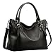 Heshe Womens Leather Vintage Handbags Shoulder Handbag Tote Top Handle Bag Cross Body Bags Satchel for Ladies Large Capacity (LBlack)