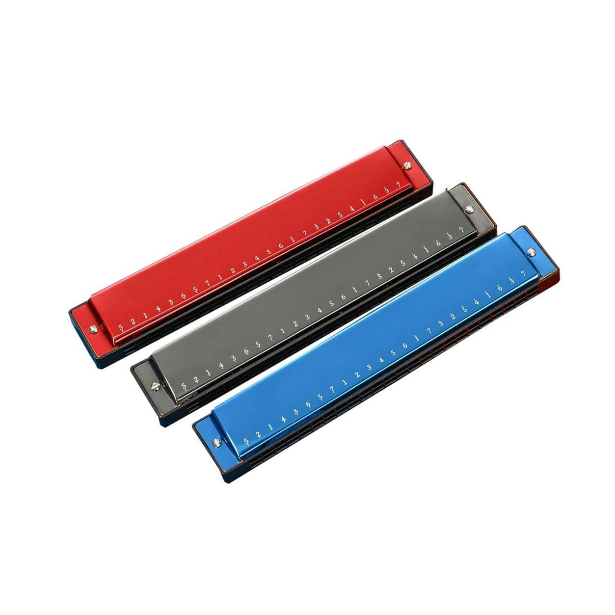 Armonica Armonica Polifonica A 24 Fori Per Adulti Rossa Blu E Nera | Armonica(Silver)