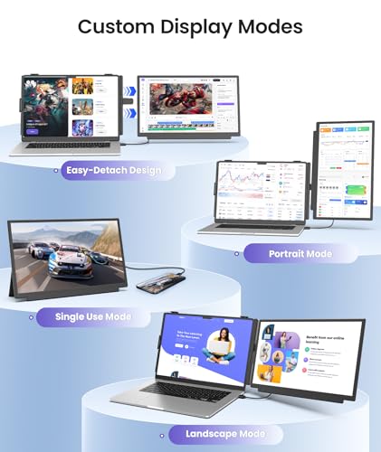Image of 15.6 inch Laptop Screen Extender, 1080P FHD Detachable Laptop Monitor Extender, One Cable Plug & Play Portable Travel Monitor for 14 inch-17.3 inch Laptop Compatible with Wins /Mac /Chrome /Android