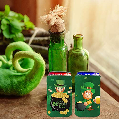 St. Patrick\'s Day Beer Can Coolers Sleeves, Insulated Neoprene Sleeve Bottle Covers for Collapsible Reusable Thermocoolers,Great for St. Patrick\'s Day Canned Beverages Party Decorations Supplies