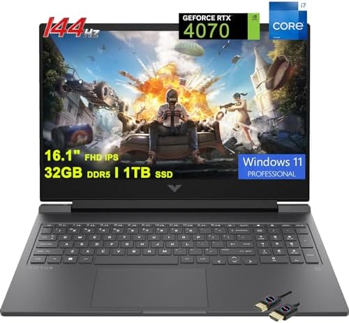 HP Victus Gaming Laptop | 16.1″ FHD IPS 144Hz | Intel 16-Core i7-13700HX (>i9-12900HX) | 32GB DDR5 1TB SSD | GeForce RTX 4070 8GB | Backlit USB-C B&O Fast Charging Win11Pro Black + HDMI Cable