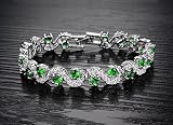 Premium Crystalline Azuria Zestaw dla Kobiet - Bridal Biżuteria z Naszyjnikiem i Kolczyk dla Panny Młodej - Cubic Cyrkonia Druhna - Zielony Szmaragd Symulowany