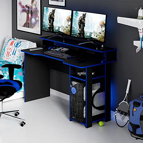 Mesa gamer ME4153 Preto/Azul