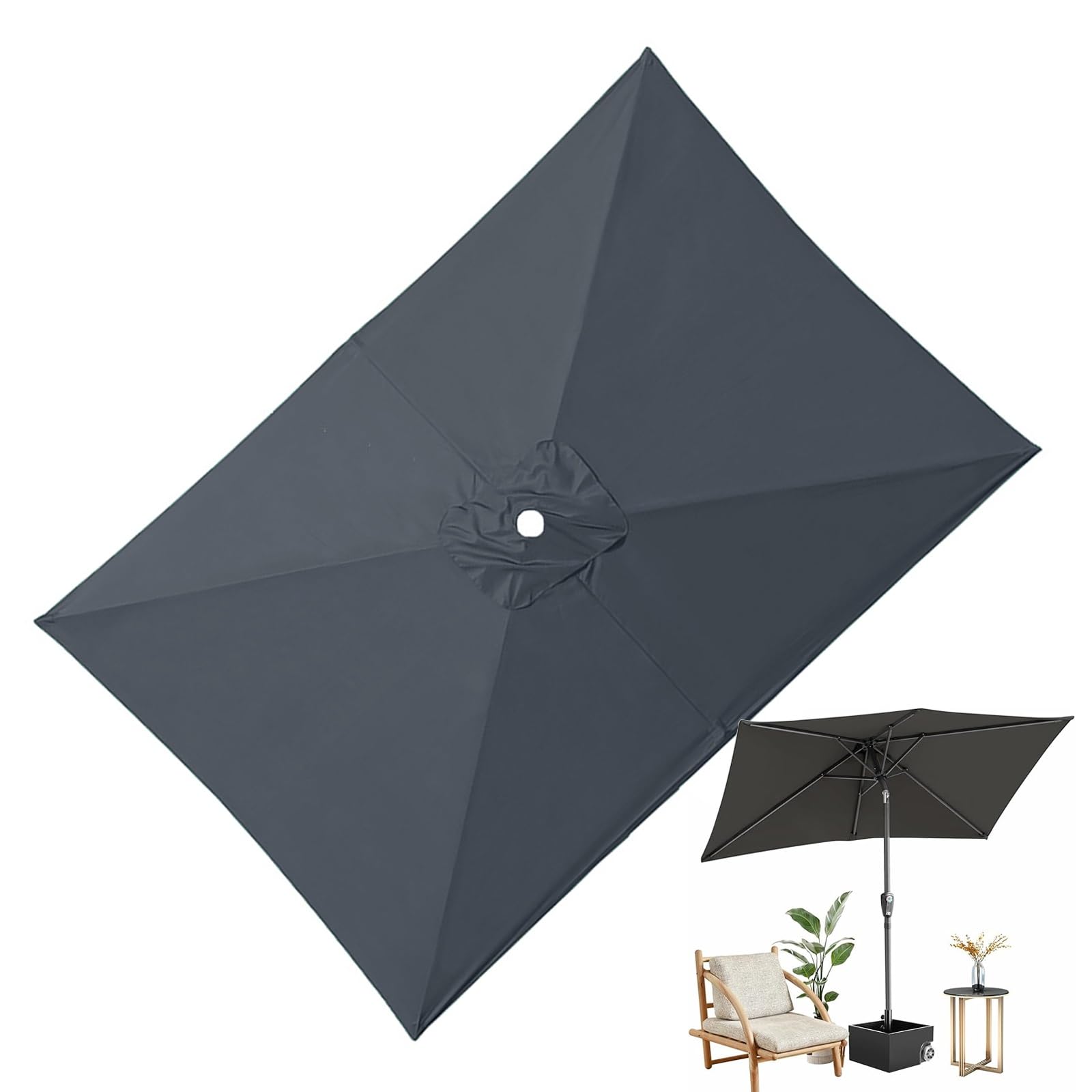 Auvent de remplacement imperméable pour parasol de terrasse à 6 branches