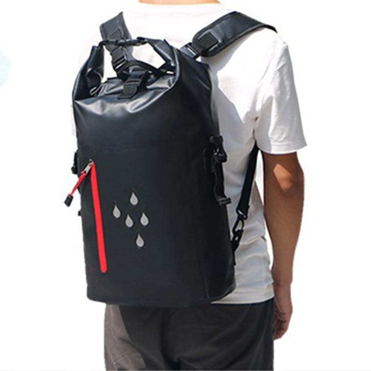 Sarini Sac à Dos étanche 25 l avec Fermeture à enroulement et étui de téléphone étanche IPX8 pour canoë, Kayak, Rafting, Ski, pêche, Camping