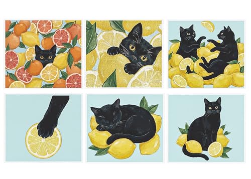 InIsaJace Swedish Dishcloths for Kitchen, 6 Pack Lemon and Balck