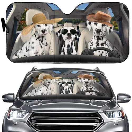 Dog Driving Car Windshield Sunshade Personalized Pattern Vehicel Sunshade for Front Windshield UV Ray Reflector Sun Protector Sun Shade Visor,Keep Vehicle Cool,57x27.5 Inches
