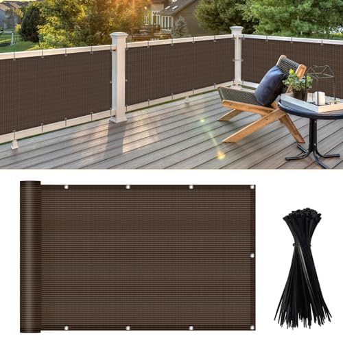 LOVE STORY Cubierta de valla de privacidad marrón de 3 x 6 pies, protección UV (HDPE), resistente a la intemperie, 3 pies de altura, para terraza, patio, piscina al aire libre, porche, barandilla