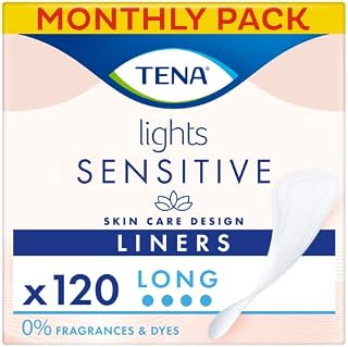 TENA Lights Long Liner, 120 Incontinence Liners ( 20 x 6 packs) for Women with Sensitive Skin, Breathable and Unscented Liner for Light Bladder Weakness and Incontinence