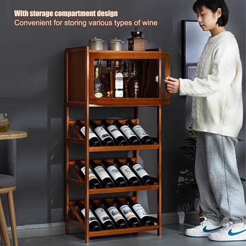 Soporte para botellas de vino independiente de bambú 3 niveles miniatura 2