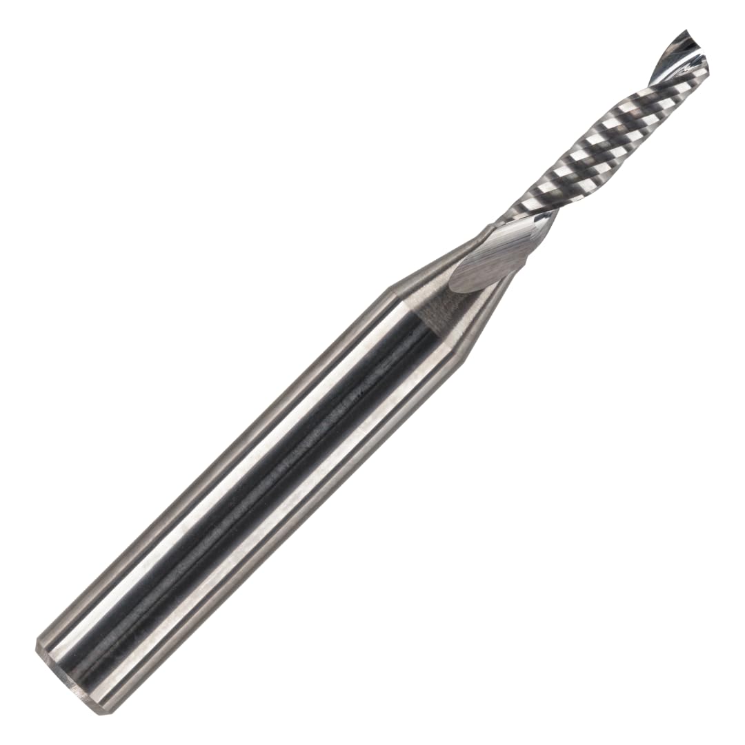 Rennie Tools 3.175mm (1/8") x 15mm Flute x 1/4" Shank Solid Carbide Single Flute Spiral Router Cutter Bit End Mill for ACM, Aluminium, PVC, Acrylic and Hard Woods. 1/8" Router Bit — image 1
