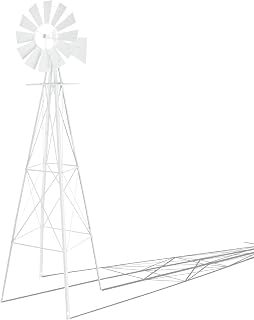 Outvita 8FT Ornamental Windmill for Yard, Heavy Duty Durable Metal Weather Vane Garden Decoration Weather Resistant for Garden, Farm, Seaside