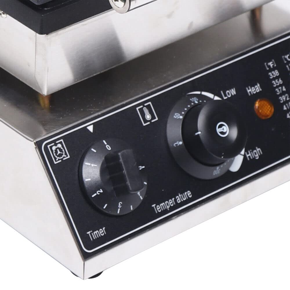 Piastra per waffle, 1750 W, rivestimento antiaderente piastre per waffle automatica con controllo della temperatura e timer Macchina per waffle commerciale