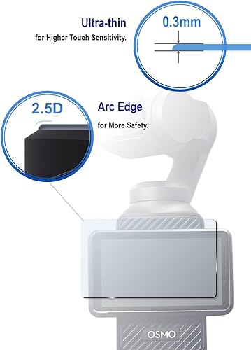 Miniatura 3 de 2 protectores de pantalla DJI Osmo Pocket 3 + 2 protectores de lente Osmo Pocket 3, accesorios de bolsillo 3, vidrio templado ultrafino de 0.012 in,