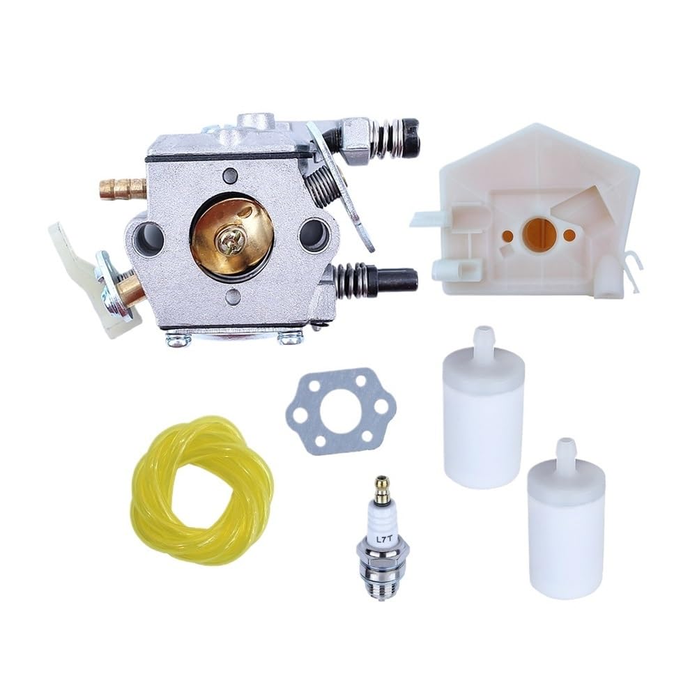 Línea de filtro de aire y combustible compatible with carburador compatible con motosierra 55, 50 y 51 con junta y bujía 503281504 y 530717901
