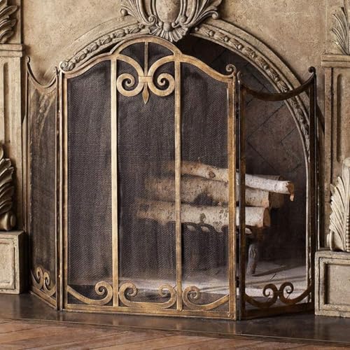 Vintage Messing Kaminschutz, 3 Paneele, klappbarer Funkenschutz,...