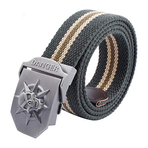 LKMY Men Blet Nylon Canvas Breathable Military Tactical,Men Waist Belt With Zinc Alloy Skull Buckle