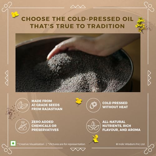 Image of IndicWisdom Cold Pressed Mustard Oil | Pure & Unrefined Sarson Oil (1 Liters)