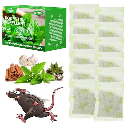 Pest Control Pouches, 15 Pack Peppermint Oil for Mice Rodent Rats Squirrel Pests Repellent Indoor Outdoor Use, Rodent Rat Mouse Deterrent Family Pet Safe Ideal for House Garage Warehouse Hotel