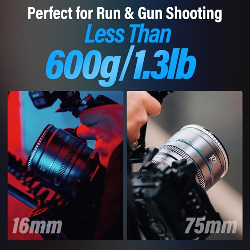 Image of SIRUI Night Walker 16mm & 75mm T1.2 Cine Lens Set, X Mount, Metal Grey | 16mm for immersive wide shots and 75mm for portraits, close-ups, and strong subject separation.