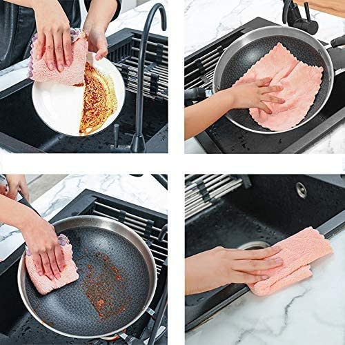 Guagll 10Pcs Dishwashing Cloth Kitchen Home Cleaning Cloth Double Sided Multifunctional Dishwashing Cloth #TOP5