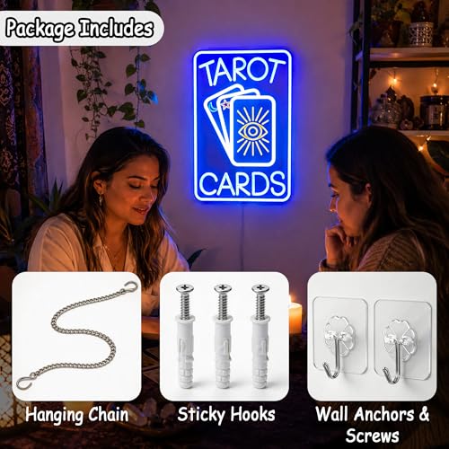 Image of Blue Neon Sign Led Neon Lights Signs for Wall Decor USB Powered Led Signs for Room Decoration-Tarot Cards