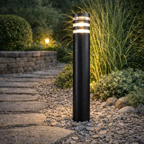 Lumiled Wegeleuchte Außen Pollerleuchte Außenstehleuchte Stehlampe Außenleuchte Außenbeleuchtung Gartenleuchte Wegelampe stehend 60cm IP54 schwarz spritzwasserdicht E27 Fassung max 13W