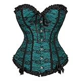 La Compra Incluye: 1 Corsé. Genérico Corset Halloween Mujer Corpiño Top Medieval Elegante Overbust Corpiño Top Push Up Shapewear Halloween Cinturón Corset Steam Punk Carnival Corsé Gotico Party Bustier, S-6XL (02-Dark Green, L)