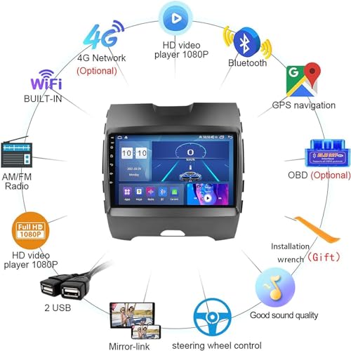 Navegador GPS para Ford Edge 2015-2019 con autorradio Android 12.0 y Bluetooth 4