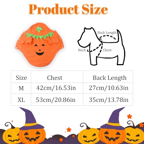 Halloween-Kürbis-Kostüm für Hunde und Katzen, lustige Haustierkleidung, für kleine Hunde, Katzen, Welpen, Größe XL