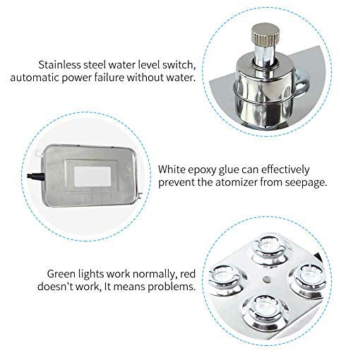 Bespick Mist Maker Fogger 6 Head Pond Fogger Ultrasonic Atomizer Water Fountain Pond Fog Machine for Gardening Swimming Pool Greenhouse Hydroculture (Included Transformer and US Plug)
