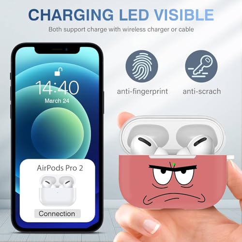 Image of for Airpods Pro 2nd Generation Case,Don't Touch Me Cool Cover with Lanyard Big Eyes Cute Cartoon for Airpods Pro 2nd Generation Case,Soft Shockproof Cover for Women Men-Watermelon Red