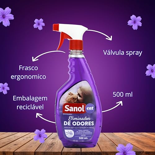 Sanol Dog Eliminador De Odores Para Gatos Cat - Gatilho 500 Ml Roxo