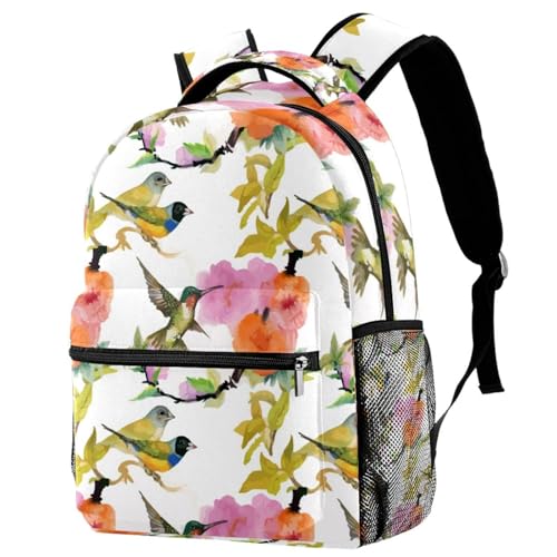 Sac à dos d'école pour adolescentes et adolescents motif fleurs multicolores