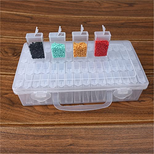 Image of 64pcs Grids Bead Organizer and Storage Diamond Painting Containers Portable Plastic Case Box Arts Crafts Storage for Seeds Beads Sewing Cosmetic Nail Glitter Powder Small Parts Rhinestones (Square)