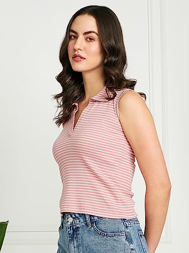 Image of Modeve Women Ribbed Sleeveless Fitted Top for Summer