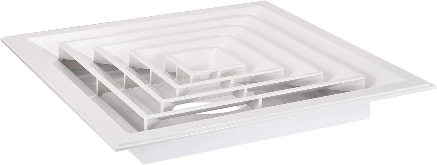 XYWHPGV 15.35 x 15.35 Inch Square Air Vent Duct Connector 5.91 Inch Dia CONDUCT for HVAC Ventilation Cooling Device ABS Plastic White (471b7