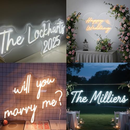 Image of Custom Neon Sign, Large Custom Led Neon Signs, Neon Light Sign Customizable for Wall Decor Wedding Birthday Bar Business Store Logo