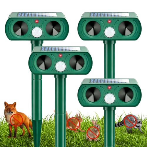 Tryfire Solar Ultrasonic Animal Repellent 4-Pack with Motion Sensor for Garden Protection