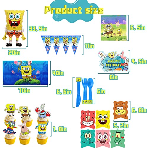 190Pcs Yellow Cartoon Party Decorations For 16 Guests, Birthday Decorations Include Happy Birthday Banners, Cake&Cupcake Toppers, Tablecover, Napkins, Pennant Banners, Forks, Spoons, Knives, Plates, Stickers, Foil Balloons Party Supplies Party Favors #TOP3