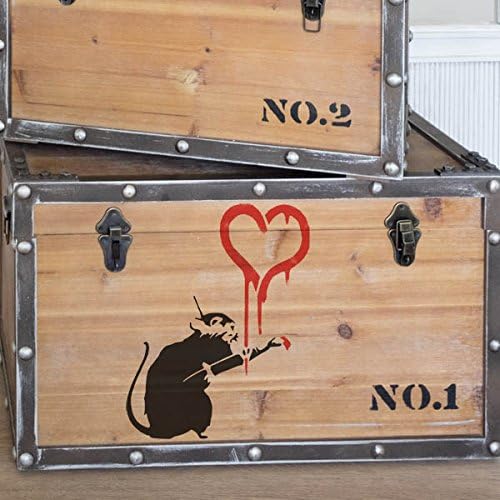 Banksy Rat Graffiti Stencil - Rat Painting Heart/Reusable Home Decor & Art Craft Painting Stencil (L/ 37X47CM)
