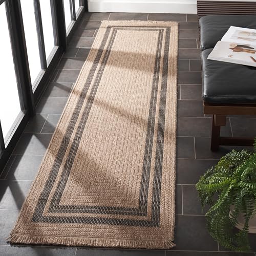 Tapete Safavieh Runner 2'2" x 8', Natural y Negro miniatura 1