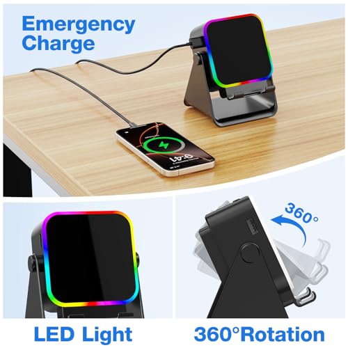 Image of TARKARI Wireless Induction Speaker, Bluetooth Speaker with Phone Stand & RGB Light, HD Surround Sound, Compatible with iPhone Android iPad Samsung, Birthday Gift for Men Women