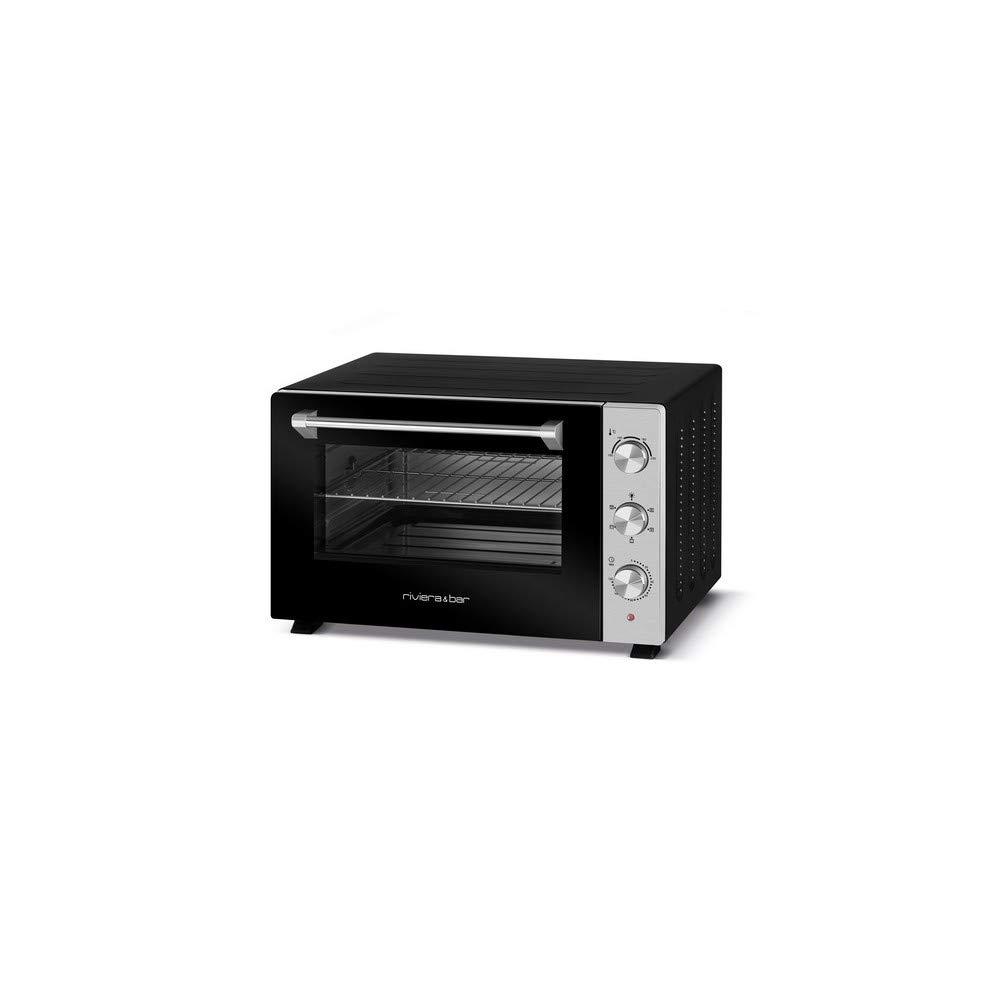 riviera&bar Four Posable Inox 46L - 1800W, Thermostat Réglable 230°C, Minuterie 120 min, 5 Modes de Cuisson, Double Paroi Vitrée - Accessoires Inclus, Sécurité Optimale